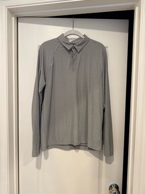 RHONE Men's Long-Sleeve Polo - Light Gray